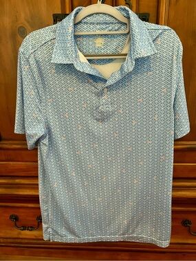 Men's Light Blue Printed Polo Shirt